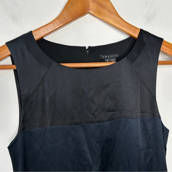 THEORY Silk Dress Womens Size 0 Colorblock Career Event Holiday Cocktail Capsule - Picture 3 of 8